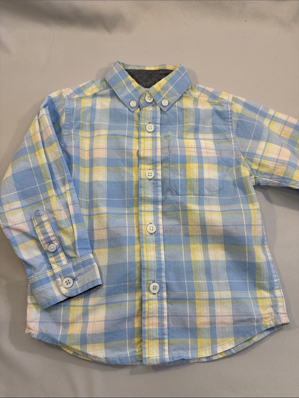 Gymboree Light Blue and Yellow Plaid Button-Down Shirt